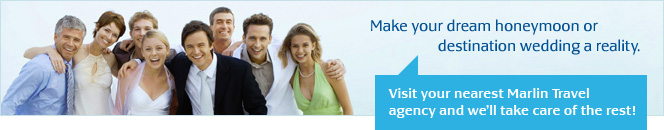 Make your dream honeymoon or destination wedding a areality. Visit your nearest Marlin Travel agency and we'll take care of the rest!